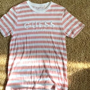 Pink and White Striped Guess Tee
